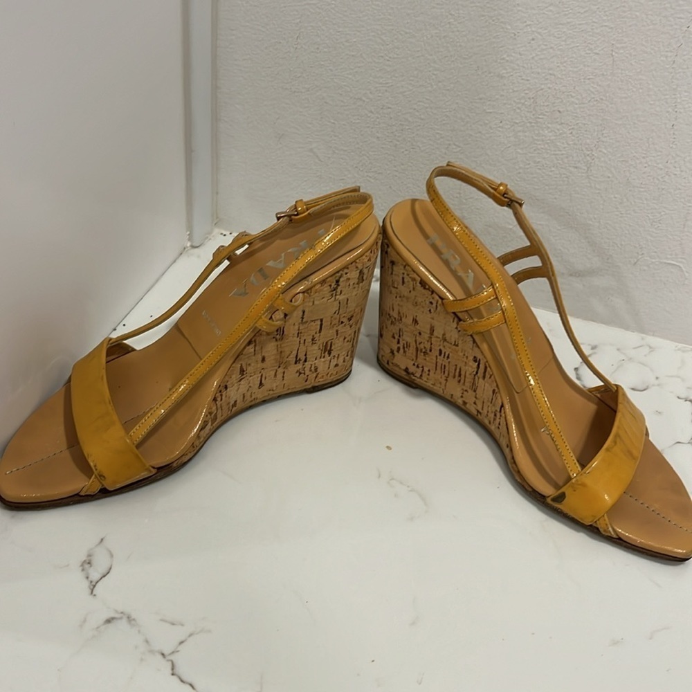 Prada Wedge Cork Strappy Sandals - Picture 6 of 7